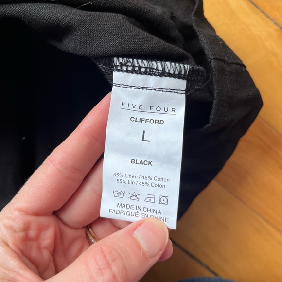 NWT Five Four Large men’s black Clifford short sleeve button linen/cotton shirt - Picture 4 of 5